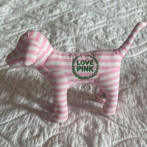 PINK Victoria's Secret Collectible Pink and White Striped Logo Dog